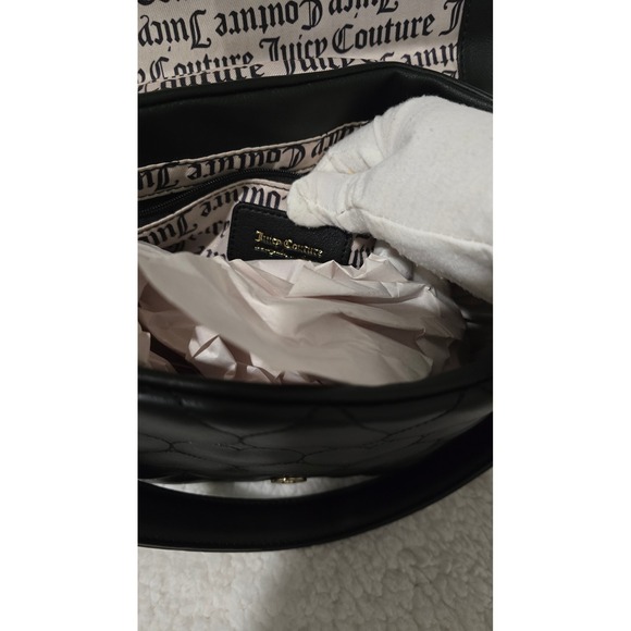 Juicy Couture Quilted Heart Flap Shoulder Bag Purse Y2K Bling Black NWT - Picture 6 of 6